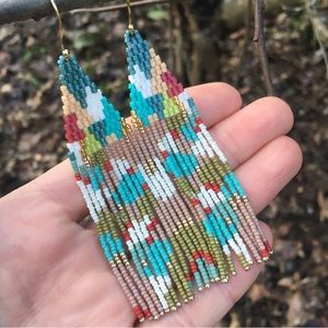 Johnny Was Beaded Fringe Earrings